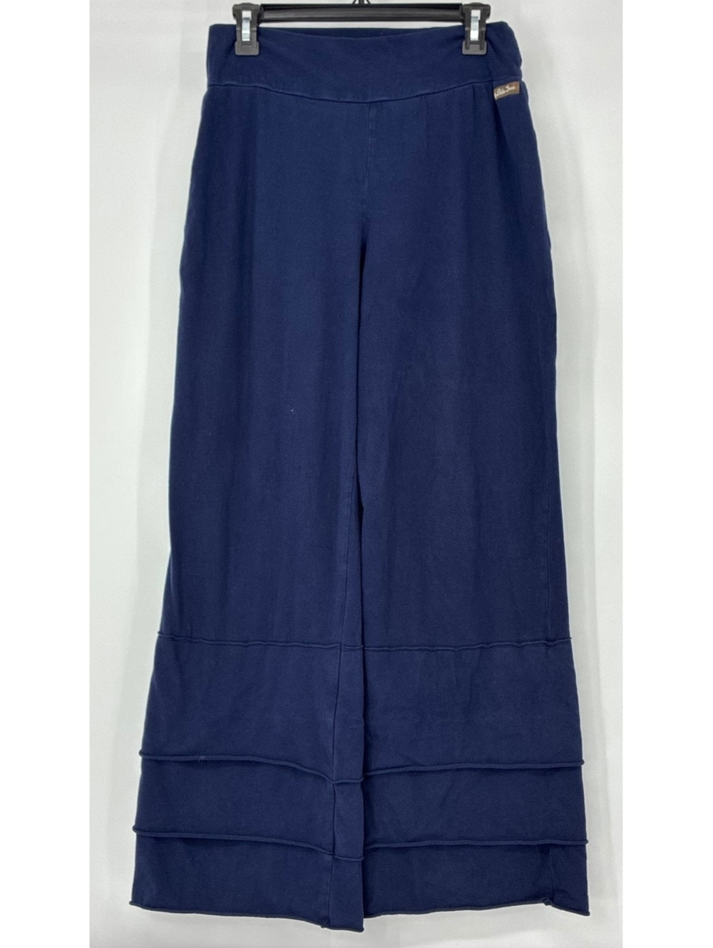 Matilda Jane Navy Wide Leg Pants Cozy Knit with Tiered Hem Size Large